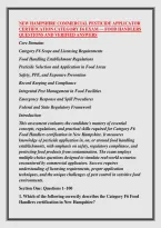NEW HAMPSHIRE COMMERCIAL PESTICIDE APPLICATOR &NewLine;CERTIFICATION CATEGORY F6 EXAM &mdash; FOOD HANDLERS &NewLine;QUESTIONS AND VERIFIED ANSWERS