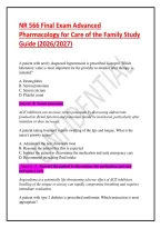 NR 566 Final Exam Advanced Pharmacology for Care of the Family Study Guide &lpar;2026&sol;2027&rpar;