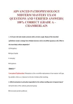 ADVANCED PATHOPHYSIOLOGY&NewLine;MIDTERM MASTERY EXAM&NewLine;QUESTIONS AND VERIFIED ANSWERS&vert;&NewLine;100&percnt; CORRECT &vert;GRADE A &ndash;&NewLine;CHAMBERLAIN