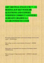 ART 100 FINAL EXAM &lpar;CH&period; 7 - 13&rpar; &NewLine;HOEFIA JUP 2027 WITH 200 &NewLine;QUESTIONS AND EXPERT&NewLine;VERIFIED CORRECT ANSWERS &vert; &NewLine;ALREADY GRADED A&plus; &vert; &NewLine;GUARANTEED SUCCESS