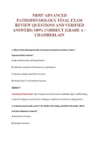 NR507 ADVANCED&NewLine;PATHOPHYSIOLOGY FINAL EXAM&NewLine;REVIEW QUESTIONS AND VERIFIED&NewLine;ANSWERS&vert; 100&percnt; CORRECT &vert;GRADE A &ndash;&NewLine;CHAMBERLAIN