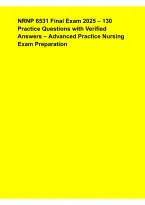 NRNP 6531 Final Exam 2025 &ndash; 130 Practice Questions&comma; Advanced Nursing Exam Review&comma; Study Guide & Answer Rationales