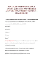 ADVANCED PATHOPHYSIOLOGY&NewLine;EXAM 1 QUESTIONS AND VERIFIED&NewLine;ANSWERS&vert; 100&percnt; CORRECT &vert;GRADE A &ndash;&NewLine;CHAMBERLAIN