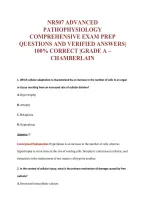 NR507 ADVANCED&NewLine;PATHOPHYSIOLOGY&NewLine;COMPREHENSIVE EXAM PREP&NewLine;QUESTIONS AND VERIFIED ANSWERS&vert;&NewLine;100&percnt; CORRECT &vert;GRADE A &ndash;&NewLine;CHAMBERLAIN