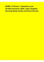 NURS 175 Exam 1 Questions and Answers 2026 &ndash; Latest Updated Nursing Study Guide&comma; Exam Review & Practice Preparation