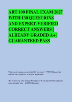 ART 100 FINAL EXAM 2027 &NewLine;WITH 130 QUESTIONS &NewLine;AND EXPERT-VERIFIED &NewLine;CORRECT ANSWERS &vert; &NewLine;ALREADY GRADED A&plus; &vert; &NewLine;GUARANTEED PASS
