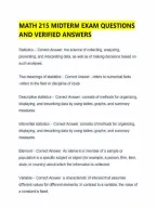 MATH 215 MIDTERM EXAM QUESTIONS AND VERIFIED ANSWERS