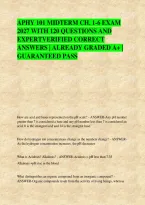 APHY 101 MIDTERM CH&period; 1-6 EXAM &NewLine;2027 WITH 120 QUESTIONS AND &NewLine;EXPERTVERIFIED CORRECT &NewLine;ANSWERS &vert; ALREADY GRADED A&plus; &vert; &NewLine;GUARANTEED PASS