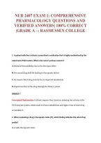 NUR 2407 EXAM 1&colon; COMPREHENSIVE&NewLine;PHARMACOLOGY QUESTIONS AND&NewLine;VERIFIED ANSWERS&vert; 100&percnt; CORRECT&NewLine;&vert;GRADE A &ndash;&colon; RASMUSSEN COLLEGE