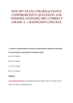 NUR 2407 EXAM 2 PHARMACOLOGY&NewLine;COMPREHENSIVE QUESTIONS AND&NewLine;VERIFIED ANSWERS&vert; 100&percnt; CORRECT&NewLine;&vert;GRADE A &ndash;&colon; RASMUSSEN COLLEGE