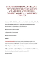NUR 2407 PHARMACOLOGY EXAM 1 -&NewLine;ADVANCED CONCEPTS QUESTIONS&NewLine;AND VERIFIED ANSWERS&vert; 100&percnt;&NewLine;CORRECT &vert;GRADE A &ndash;&colon; RASMUSSEN&NewLine;COLLEGE