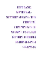 Maternal-Newborn Nursing&colon; The Critical Components of Nursing Care 3rd Edition by Durham & Chapman &vert; Complete Test Bank&comma; Questions & Answers &vert; 2026&sol;2027