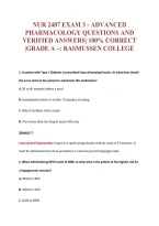 NUR 2407 EXAM 3 - ADVANCED&NewLine;PHARMACOLOGY QUESTIONS AND&NewLine;VERIFIED ANSWERS&vert; 100&percnt; CORRECT&NewLine;&vert;GRADE A &ndash;&colon; RASMUSSEN COLLEGE