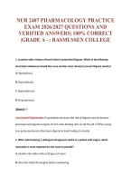 NUR 2407 PHARMACOLOGY PRACTICE&NewLine;EXAM 2026&sol;2027 QUESTIONS AND&NewLine;VERIFIED ANSWERS&vert; 100&percnt; CORRECT&NewLine;&vert;GRADE A &ndash;&colon; RASMUSSEN COLLEGE
