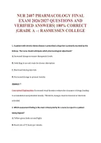 NUR 2407 PHARMACOLOGY FINAL&NewLine;EXAM 2026&sol;2027 QUESTIONS AND&NewLine;VERIFIED ANSWERS&vert; 100&percnt; CORRECT&NewLine;&vert;GRADE A &ndash;&colon; RASMUSSEN COLLEGE