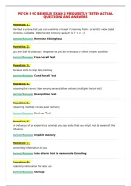 PSYCH 1 UC BERKELEY EXAM 2 FREQUENTLY TESTED ACTUAL&NewLine;QUESTIONS AND ANSWERS