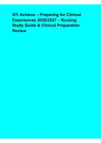 ATI Achieve &ndash; Preparing for Clinical Experiences 2026&ndash;2027 &ndash; Nursing Study Guide&comma; Clinical Preparation & Practice Review