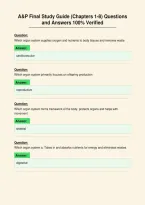 A&P Final Study Guide &lpar;Chapters 1-8&rpar; Questions&NewLine;and Answers 100&percnt; Verified