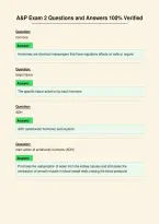 A&P Exam 2 Questions and Answers 100&percnt; Verified