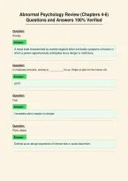 Abnormal Psychology Review &lpar;Chapters 4-6&rpar;&NewLine;Questions and Answers 100&percnt; Verified