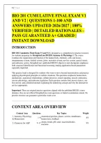 BIO 201 CUMULATIVE FINAL EXAM V1 &NewLine;AND V2 &vert; QUESTIONS 1-100 AND &NewLine;ANSWERS UPDATED 2026&sol;2027 &vert; 100&percnt; &NewLine;VERIFIED &vert; DETAILED RATIONALES &ndash; PASS GUARANTEED A&plus; GRADED &vert; &NewLine;INSTANT DOWNLOAD &NewLine;