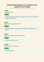 Abnormal Psychology Test 1 Questions and&NewLine;Answers 100&percnt; Verified