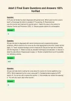 Adult 2 Final Exam Questions and Answers 100&percnt;&NewLine;Verified