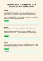 ADULT HEALTH 2 HESI TEST BANK EXAM&NewLine;Questions and Answers 100&percnt; Verified