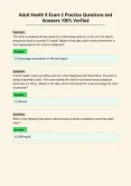 Adult Health II Exam 2 Practice Questions and&NewLine;Answers 100&percnt; Verified