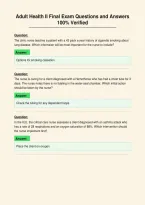Adult Health II Final Exam Questions and Answers&NewLine;100&percnt; Verified