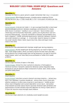 BIOLOGY 1322 FINAL EXAM-WCJC Questions and&NewLine;Answers