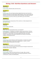 Biology 1322- Nutrition Questions and Answers