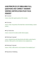 AAMI PRINCIPLES OF EMBALMING FULL&NewLine;QUESTIONS AND CORRECT ANSWERS&NewLine;VERIFIED CERTIFICATION STUDY PACK&NewLine;2026&sol;2027