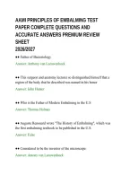 AAMI PRINCIPLES OF EMBALMING TEST&NewLine;PAPER COMPLETE QUESTIONS AND&NewLine;ACCURATE ANSWERS PREMIUM REVIEW&NewLine;SHEET&NewLine;2026&sol;2027