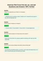American Red Cross first aid&comma; cpr&comma; and aed&NewLine;Questions and Answers 100&percnt; Verified