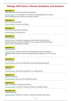 Biology 1407 Exam 1 Review Questions and Answers