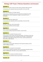 Biology 1407 Exam 2 Review Questions and Answers