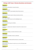 Biology 1407 Exam 2 Review Questions and Answers