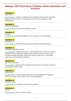 Biology 1407 Final Exam &lpar;Tarleton State&rpar; Questions and&NewLine;Answers