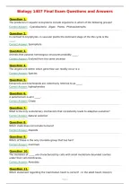 Biology 1407 Final Exam Questions and Answers