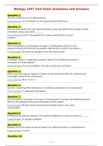 Biology 1407 final Exam Questions and Answers