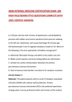 ABIM INTERNAL MEDICINE CERTIFICATION EXAM&colon; 200 HIGH-YIELD BOARD-STYLE QUESTIONS COMPLETE WITH 100&percnt; VERIFIED ANSWERS