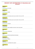 BIOLOGY 1407 LAB PRACTICAL &num;1 Questions and&NewLine;Answers