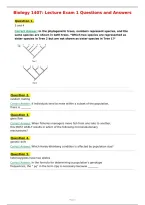 Biology 1407&colon; Lecture Exam 1 Questions and Answers