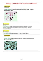Biology 1407 MidTerm Questions and Answers