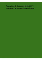 Recruiting & Selection 2026&ndash;2027 &ndash; Questions & Answers&comma; Human Resources Study Guide&comma; Recruitment Concepts & Exam Review