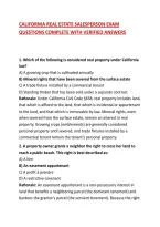 CALIFORNIA REAL ESTATE SALESPERSON EXAM QUESTIONS COMPLETE WITH VERIFIED ANSWERS