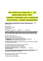 TMC PRACTICE EXAM SET 1 150 QUESTIONS WITH 100&percnt;&NewLine;CORRECT ANSWERS 2027 COMPLETE&NewLine;SOLUTION&sol;A&plus; GRADE GUARANTEED&NewLine;