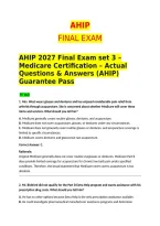 AHIP 2027 Final Exam set 3 &ndash; Medicare Certification &ndash; Actual Questions & Answers &lpar;AHIP&rpar; Guarantee Pass 