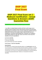 AHIP 2027 Final Exam set 2 &ndash; Medicare Certification &ndash; Actual Questions & Answers &lpar;AHIP&rpar; Guarantee Pass
